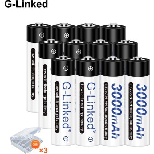 12x G-Linked Bateria Rechargeable AA NiMH Low self-discharge Durable 1.2V 3000mAh Ni-MH Rechargeable Battery Batteries 2A Bateri