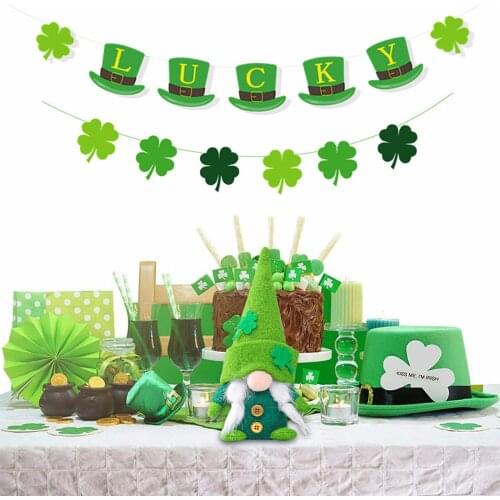 2PC 2021 St. Patricks Day Decorative Ornaments Irish Day Faceless Doll Ornament Green Clover Home decor ornamenten Child gift
