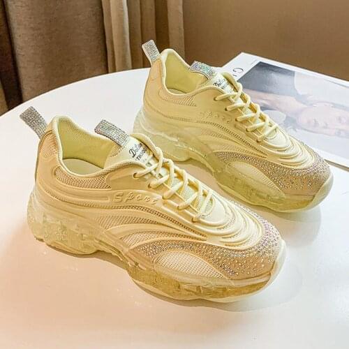 2021 Summer Fashion Womens Sport Shoes Crystal Bottom Casual Womens Chunky Sneakers Blank Trainers