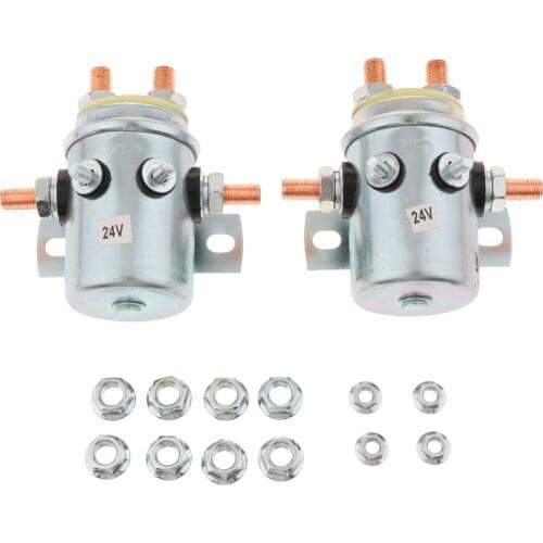 2X Solid Continuous Duty 24V 200A Solenoid Relay for Winch Trailer Golf Cart Auto Car, Aluminum Alloy Automotoive Parts