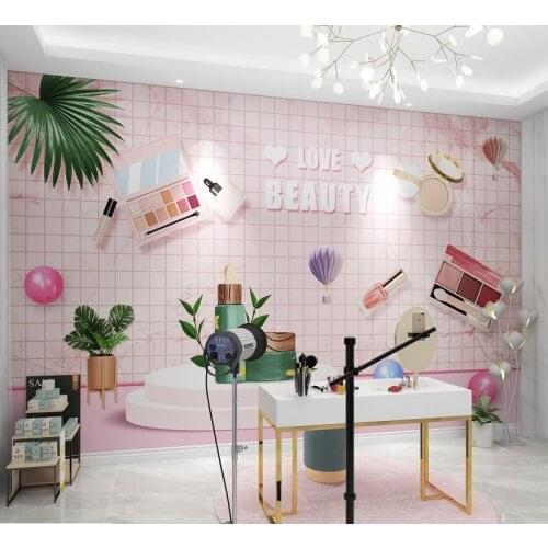 3D Nordic fashion beauty salon studio Self Adhesive wallpaper skin care cosmetics live background wall mural papel DE parede