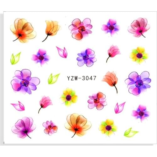 4PCS/LOT Spring Simple Green Theme Water Decal Sticker Flower Leaf Tree Summer DIY Slider For Manicuring Nail Art Watermarks