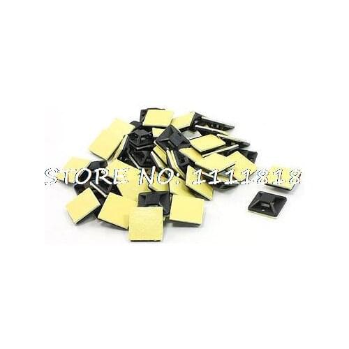 50 Pcs Plastic 4 Way Square Self-adhesive Cable Tie Base Holder