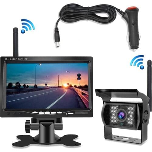 7Inch Monitor Wireless Rear View Backup Camera Night Vision System for Car RV Truck Bus