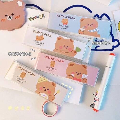 95 Sheets Kawaii Bear Weekly Planner Daily To Do Iist Memo Pads Notepad 2021 Pocket Agenda Paperlaria School Stationery