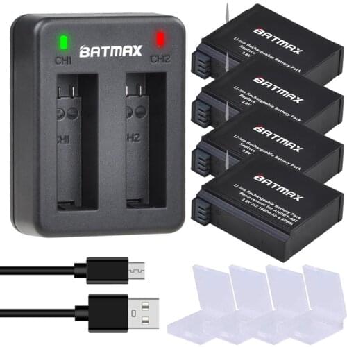 Batmax 4pcs AHDBT-401 AHDBT 401 for Gopro Hero 4 Rechargeable Battery +Dual Charger Port Home for Gopro Hero4 HD Camera P0019279