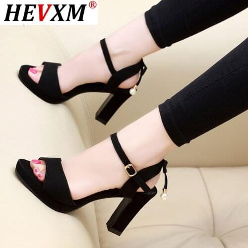 Pearl woman sandals 2020 summer shoes woman square heel sandals back strap high heels women shoes sandals peep toe sandalias