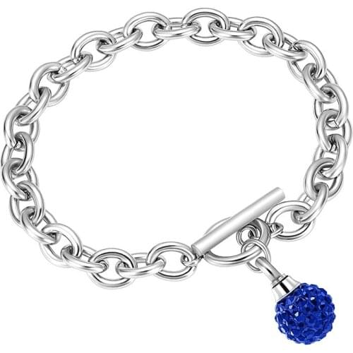 Urn Bracelet for Ashes Stainless Steel Crystal Ball Cremation Bracelet for Ashes Keepsake Memorial Pendant Cremation Jewelry