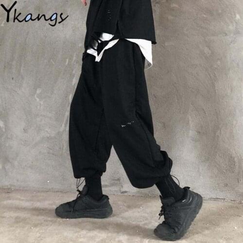Black Cargo Pants Pockets Loose Sport Gothic Harem Pants for Women Harajuku High Waist Streetpants Punk Hip Hop Pantalon Femme