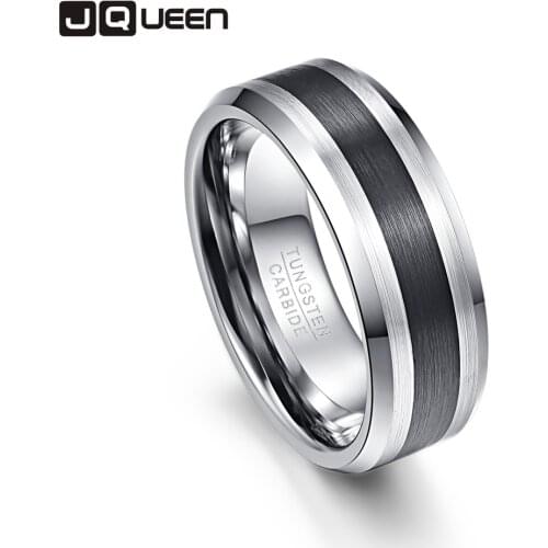 Black White Men Rings 100% Tungsten Carbide Engagement Wedding Bands Anillos para hombres Pierscienie 8mm Width