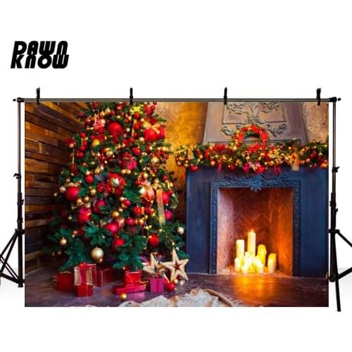 DAWNKNOW Merry Christmas Candle Photography Background Backdrops Fireplace Family Celebrate Photocall Photo Studio lv1197