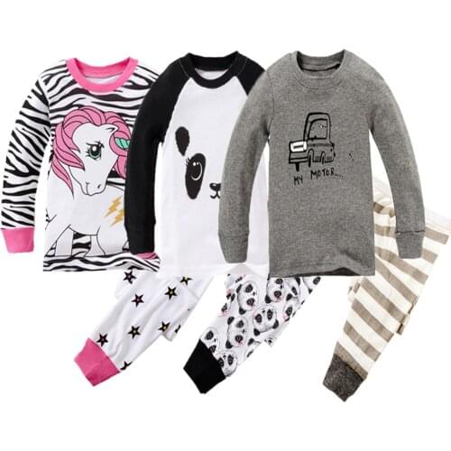 Baby Pajamas Children Full Sleeve Cotton Boys Pyjamas Girl Pijamas Cartoon Animal Girls Pyjamas Spring Autumn Homewear 2-8T