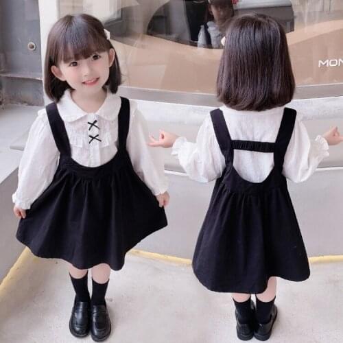 Childrens baby girl autumn bow knot shirt suit skirt new style childrens clothing long-sleeved fashionable girl dress
