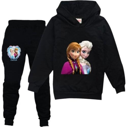 Disney Cartoon Frozen Hoodies for Kids Boy Sweatshirt Sets Girls Autumn Clothing Children Casual Tracksuit Hooded With Pants