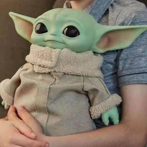 28cm Disney Baby Yoda Grogu Action Toys Pvc Anime Plush Toy Star Wars Figuras Master The Mandalorian Dolls Collection Model Gift