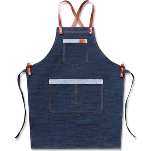 Apron Denim Milk Tea Barista Hairdresser Baking Shop Male and Female Restaurant Waiter Overalls