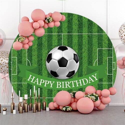 Round Shape Backgrounds Cartoon Green Football Field Photography Boys Birthday Party Child Photozone Poster Photo Backdrops