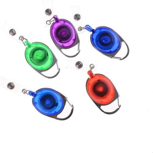1Pcs Mini ID Card Holder Clips High Quality Casual Badge Reel Retractable Key Ring Random Color