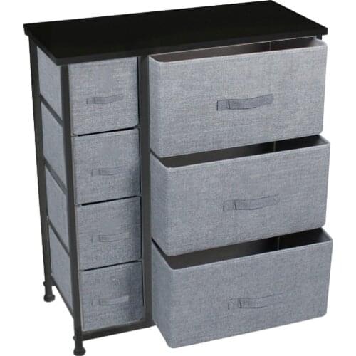 Dresser with 7 Drawers Fabric Storage Tower.Wooden Top & Easy Pull Fabric Bins