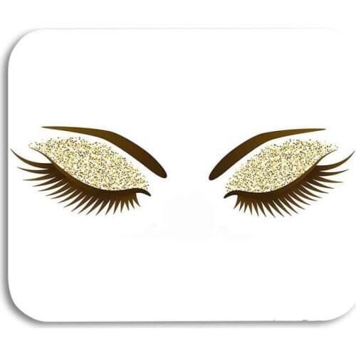 Eyelash Mouse Pad Woman Eye With Long Eyelashes Makeup Golden Glitters Eyeshadow Gaming Mouse Pad Rubber Large Mousepad