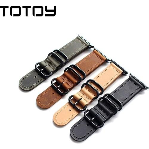 Leather Watchband For Apple Watch 40mm 44mm 42MM 38MM Iwatch6SE 5 4 Strap Crazy Horse Leather Retro Soft Leather