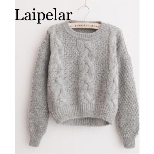 Laipelar Women Sweaters Warm Pullover and Jumpers Crew Neck Mohair Pullover Twist Pull Jumpers Autumn 2019 Sweaters Christmas