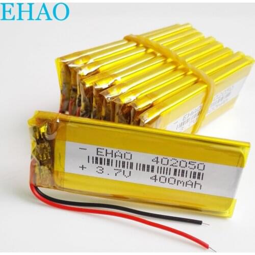 Wholesale 10 pcs 3.7V 400mAh battery 402050 Lithium Polymer LiPo Rechargeable Battery For Mp3 Mp4 PAD DVD DIY E-book bluetooth