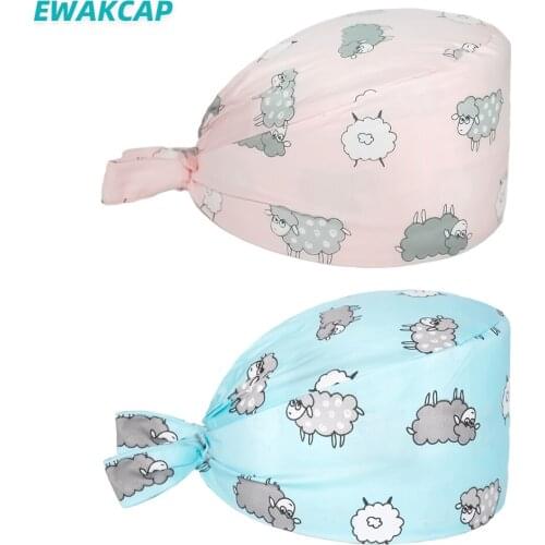 Ewakcap nurses hats for women high quality pure cotton health care worker adjustable breathable soft scrubs caps lab scrubs caps