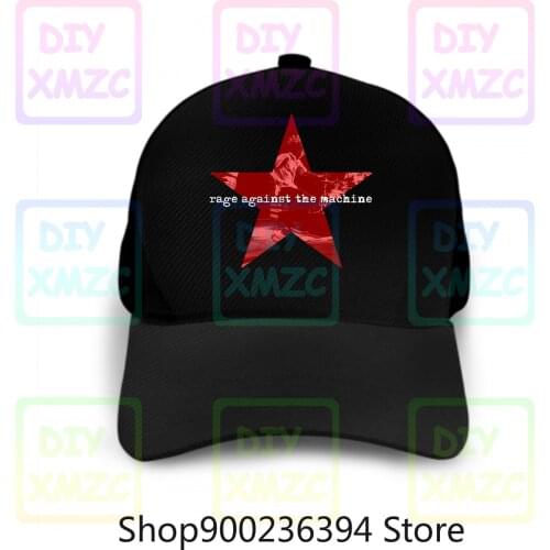 Ratm Rage Against Baseball Cap The Machine Star Logo Rock Band Mens Black Hats