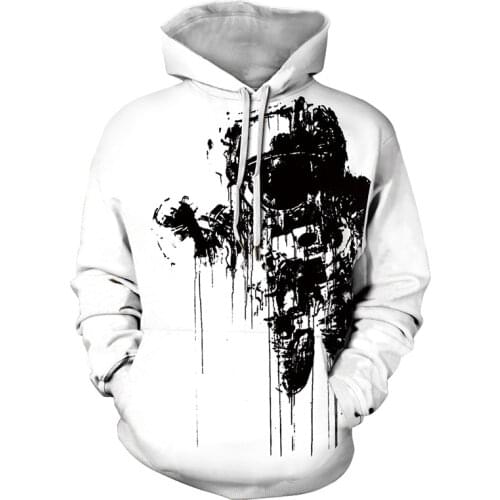 3D Printed Hoodies for Space Astronauts Mens Jackets Black Hooded Coats Casual Sweatshirts Male Fashion Large Mens Clothing