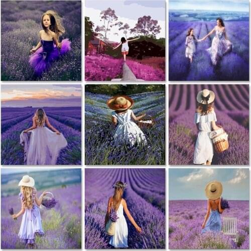 60x75cm Frame DIY Painting By Numbers Lavender Fields Landscape Canvas By Numbers Wall Art Picture Acrylic Paint Crafts