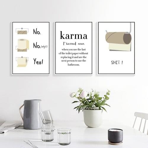 Toilet Wall Decor Canvas Painting Cartoon Roll Paper Modern Pictures Wall Art Posters and Prints Home Decor Bathroom Washroom