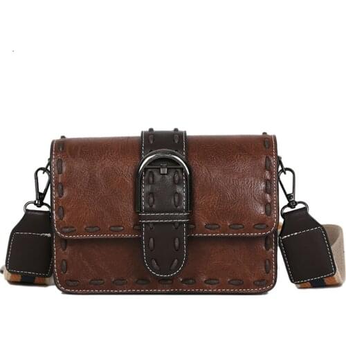 New Vintage Messenger Simple Western Style Students INS Black Bag Women Purse and Handbag