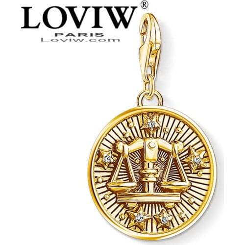 Charm Pendant Star Zodiac Sign Libra Fashion Jewelry new golden Gift For Women Men Fit Bracelet