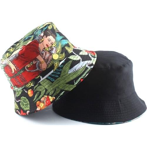 2020 New Panama Hat Men Women Print Bucket Hat Reversible Fisherman Hats Summer Casual Hip Hop Bob Chapeau Visor Bucket Cap