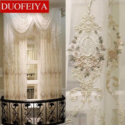 European luxury Turkish embroidered voile Curtains sheer for living room bedroom floral curtain tulle sheer window drapes