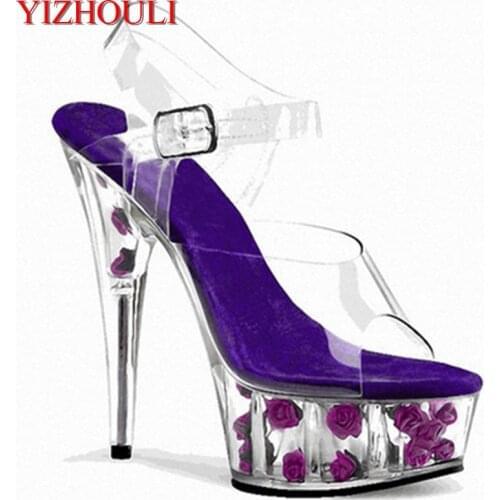 Summer sales of new pole dancing practice sandals, rose 15 cm dance performance shoes, dancing shoes for womens banquet
