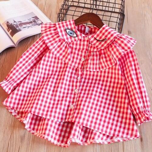 In spring of 2018, the girls long sleeve plaid shirt