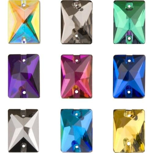 YANRUO 3250 Rectangle Flat Back Sewing Strass Glass Stones Crystal Sew On Rhinestone For Clothing Accessories