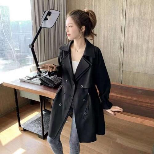 Womens Windbreaker Mid Long Thin Spring And Autumn New Coat Korean Fashion Loose Suit Collar Casual Female Trench Coat Jiackets