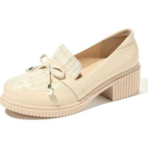 2021 New Spring Women Shoes Plus Size 43 Fashion Elegant High Quality Comfort Square Thick Sole Platform Brogue Women Mom Shoes