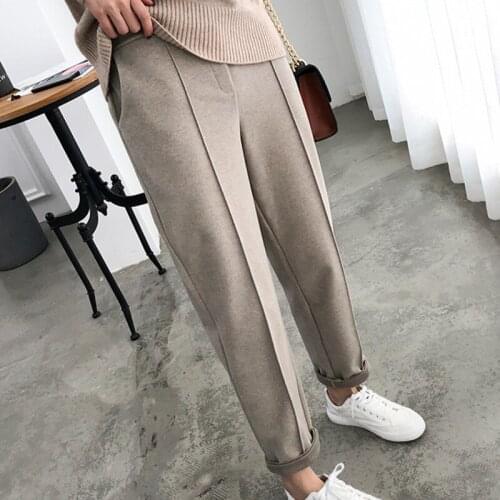 Thicken Women Pencil Pants 2020 Autumn Winter Plus Size OL Style Wool Female Work Suit Pant Loose Female Trousers
