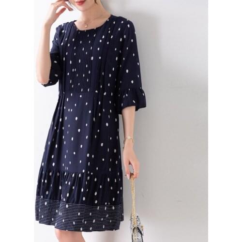 Navy polka dot silk floral maxi dress women 2020 summer long work boho beach office sexy party luxury dresses plus size freeship