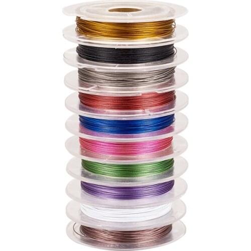 0.3 0.38 0.45mm 10 Rolls Mixed Color Colorful Tail Wire Nylon-coated Steel for Jewelry Making DIY Accessories Finding 10m/roll