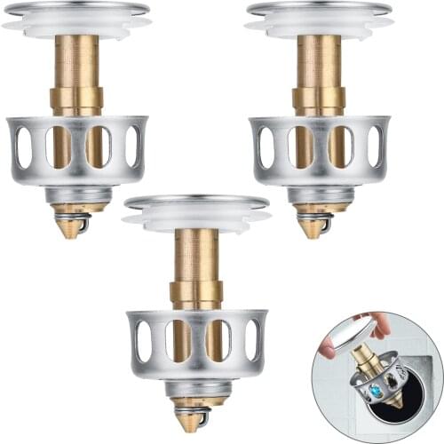 1/3pcs Universal Wash Basin Bounce Drain Filter Sink Drain Vanity Stopper Bathroom Accessories Plug Trap Hair Catcher Faucet