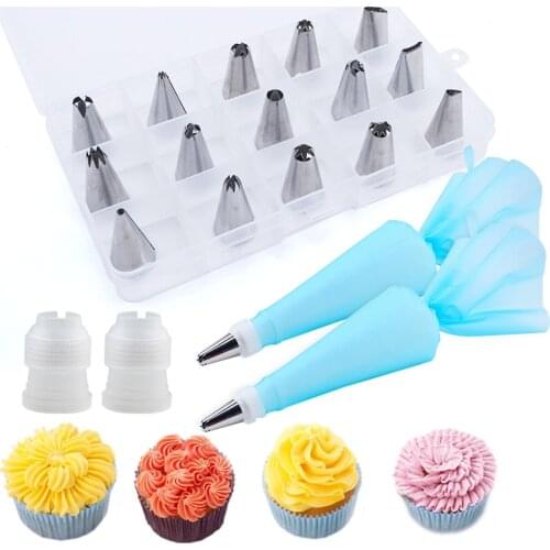 19 Pcs Cake Decorating Tools With Box Pastry Bag Supplies Cupcake for Cake Baking Confectionery Sleeve Stainless Steel Case