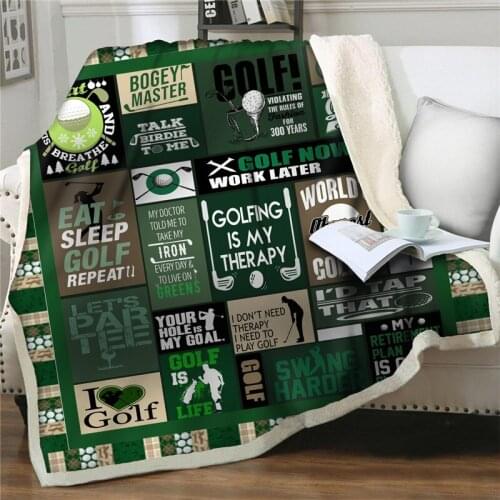3D Print people play golf Plush Throw Blanket Sherpa Fleece Bedspreads Blanket bedding quilts cover Vintage Picnic Soft Blankets