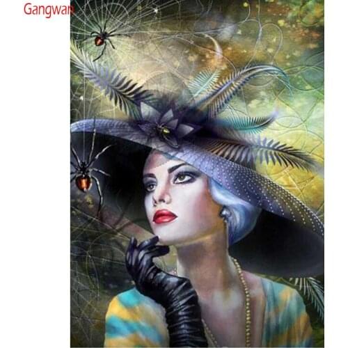 5d Diamond Painting Full Drill Square hat Woman spider Pictures Of Rhinestones Diamond Embroidery sale Cross Stitch Kits Beadwor