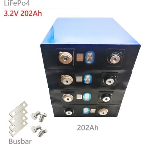 NEW 4pcs LifePo4 3.2V 202Ah Lithium Iron Phosphate Battery Pack Rechargeable Cell for Solar System Home Storage Electric Motor