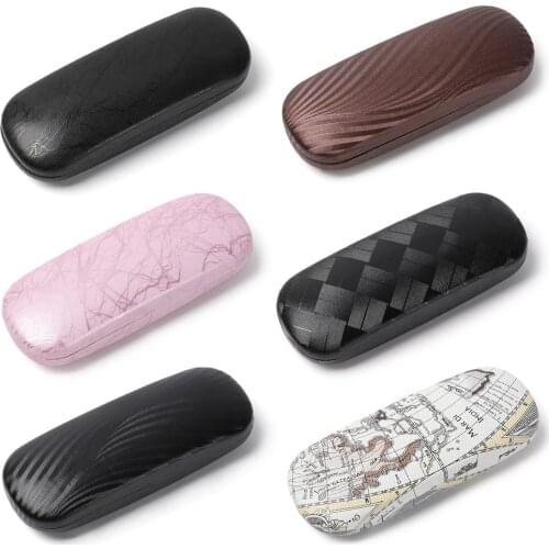 Wood Grain Glasses Case Women Men Sunglasses Cover Hard Leather Reading Glasses Box Spectacle Cases Eyewear Organizer